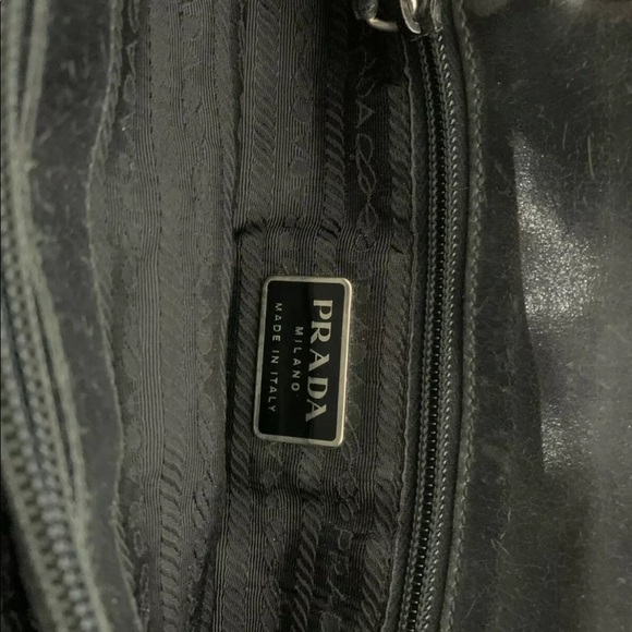 Vintage Prada Black Nylon Triangle Logo Tote Bag Authentic GUC - Picture 4 of 9